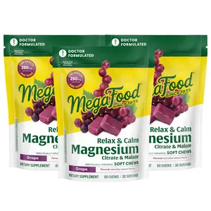 MegaFood Relax & Calm* Magnesium Soft Chews | Grape Flavor | Promotes Relaxation & Muscle Calm* | Dr. Formulated | 60 Chews