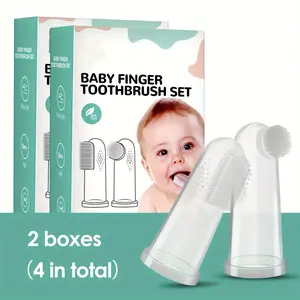 Baby Finger Toothbrush For Training Teething, Newborns Toddler Silicone Baby Toothbrush, Baby Oral Cleaner Massager, 4pcs