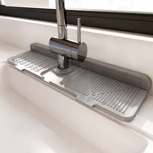 1PC Silicone Faucet Splash Guard, 5° Incline Kitchen Sink Splash Guard, Silicone Drain Pad for Kitchen Bathroom, Durable and Easy to Clean