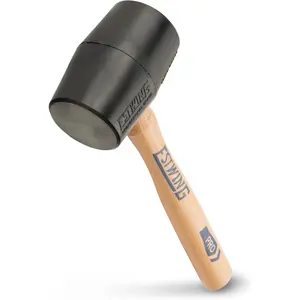 12 oz No-Mar Rubber Mallet with Bounce Resistant Head - Hickory Wood Handle Hammer for Precision Work - Non-Slip Grip & Durable Construction - Grey Finish for Professional Use repair  tools