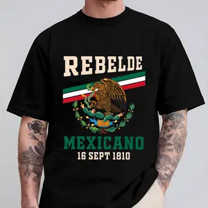 Rebelde Mexicano 16 Sept 1810 Sweatshirt - Mexican Pride Design, Mexican Pride Sweatshirt,Independence Day shirt, Viva Mexico, Gift for her,friends,Graphic tees, Casual Short Sleeve Crew Neck T-Shirt,Flash sale,16 De Septiembre