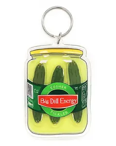Big Dill Energy Pickle Jar Shaker Keychain (Moving Parts)