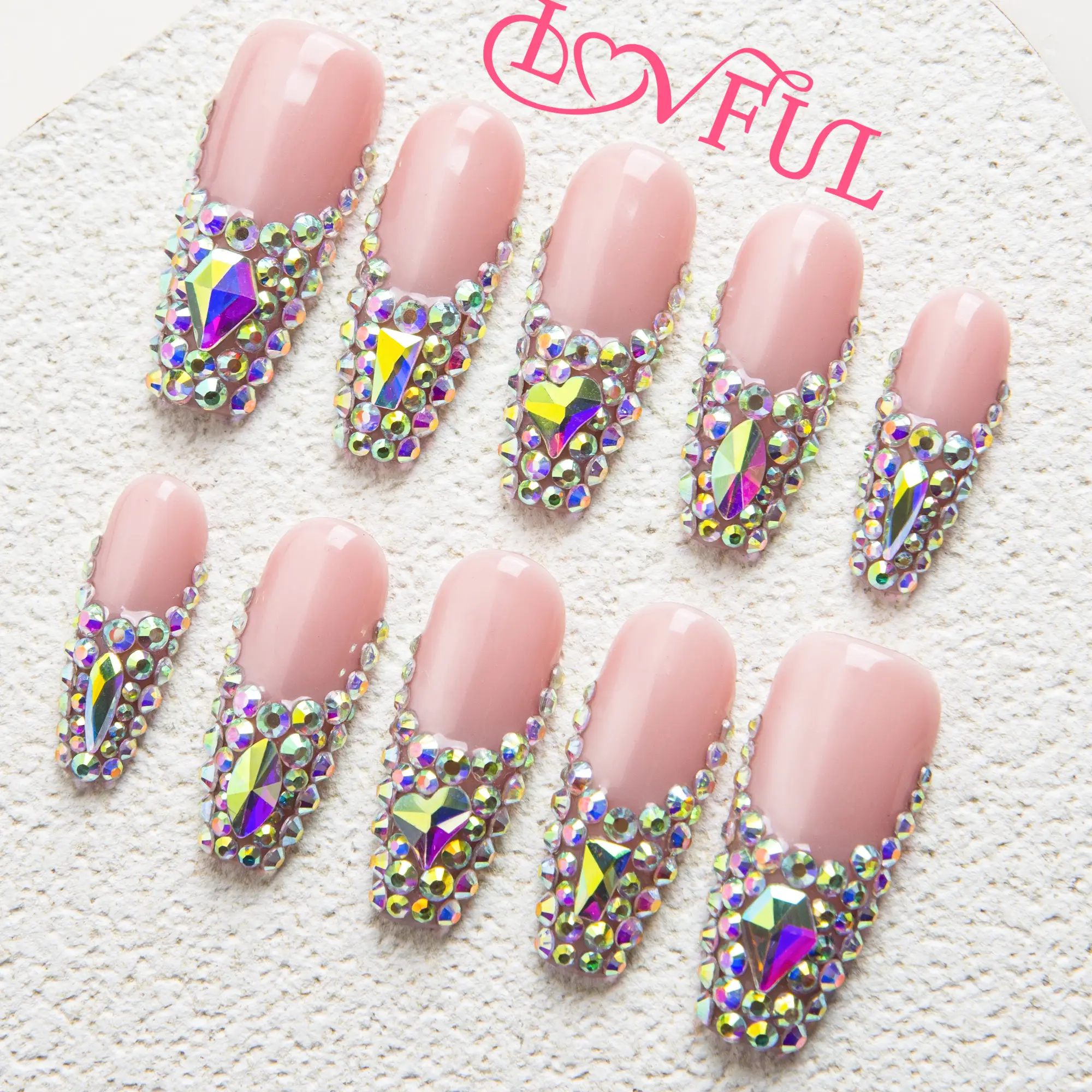 Lovful Coffin Classic Regular Length 1.3" Handmade Acrylic Press-On Nails for Art Designs 10PCS Reusable Salon Quality Link1 H06-H176 Nailcare Outdoor