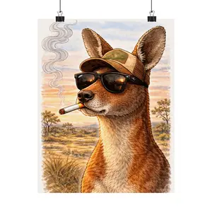 Kangaroo Smoking Funny Poster