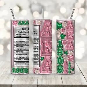 Pink and Green Sorority 20oz Stainless Steel Tumbler