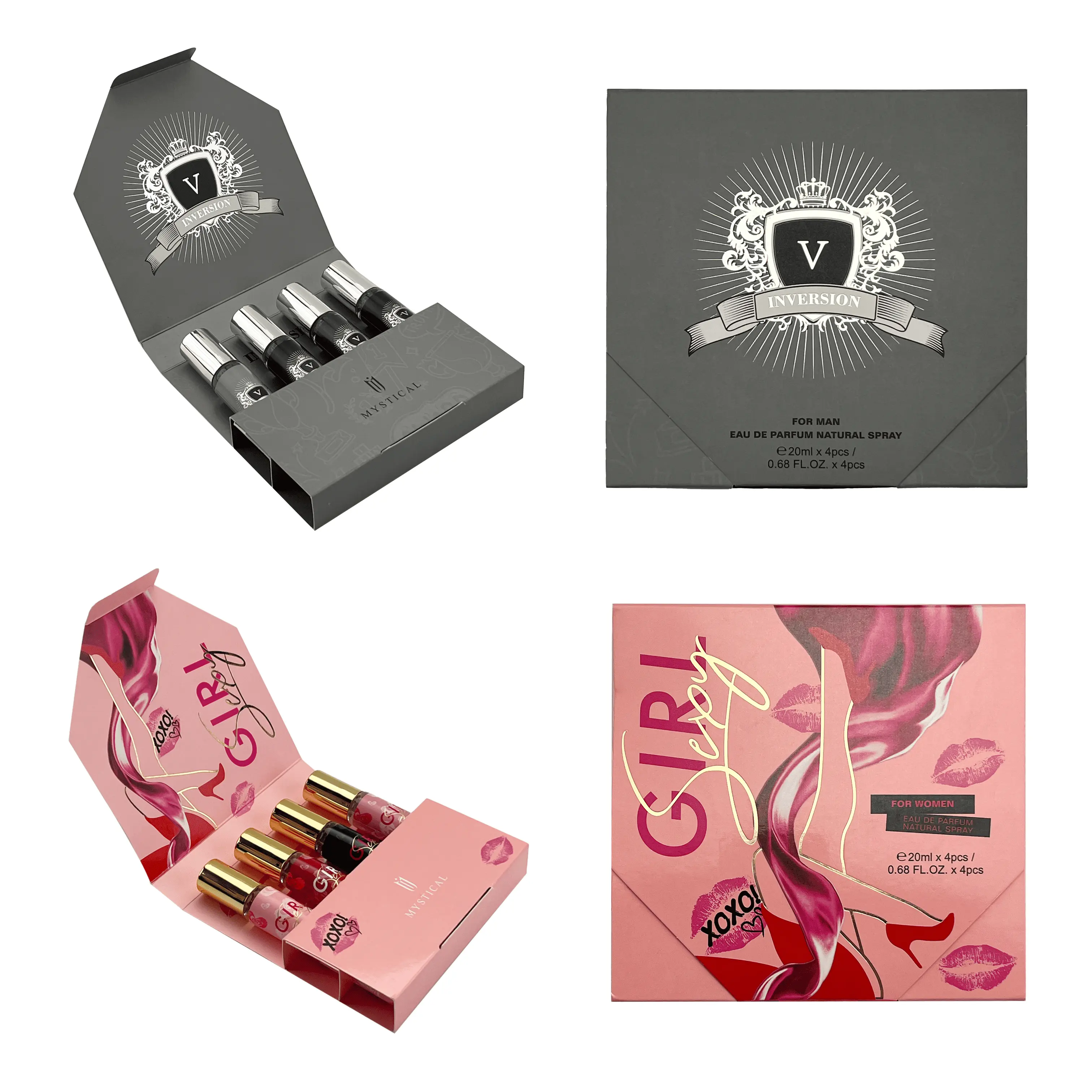 Fragrance collection,mini perfume gift set,floral and fruity spray,wood and amber cologne,Valentine's Day 20ml*4*2