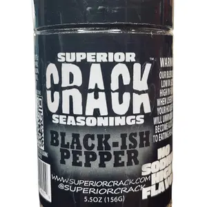 Superior Crack Seasonings Black-Ish Pepper Salt Free Bottle - 5.5oz, Garlic, Onion, Bell Pepper & Celery Ingredients - Spice, Flavor