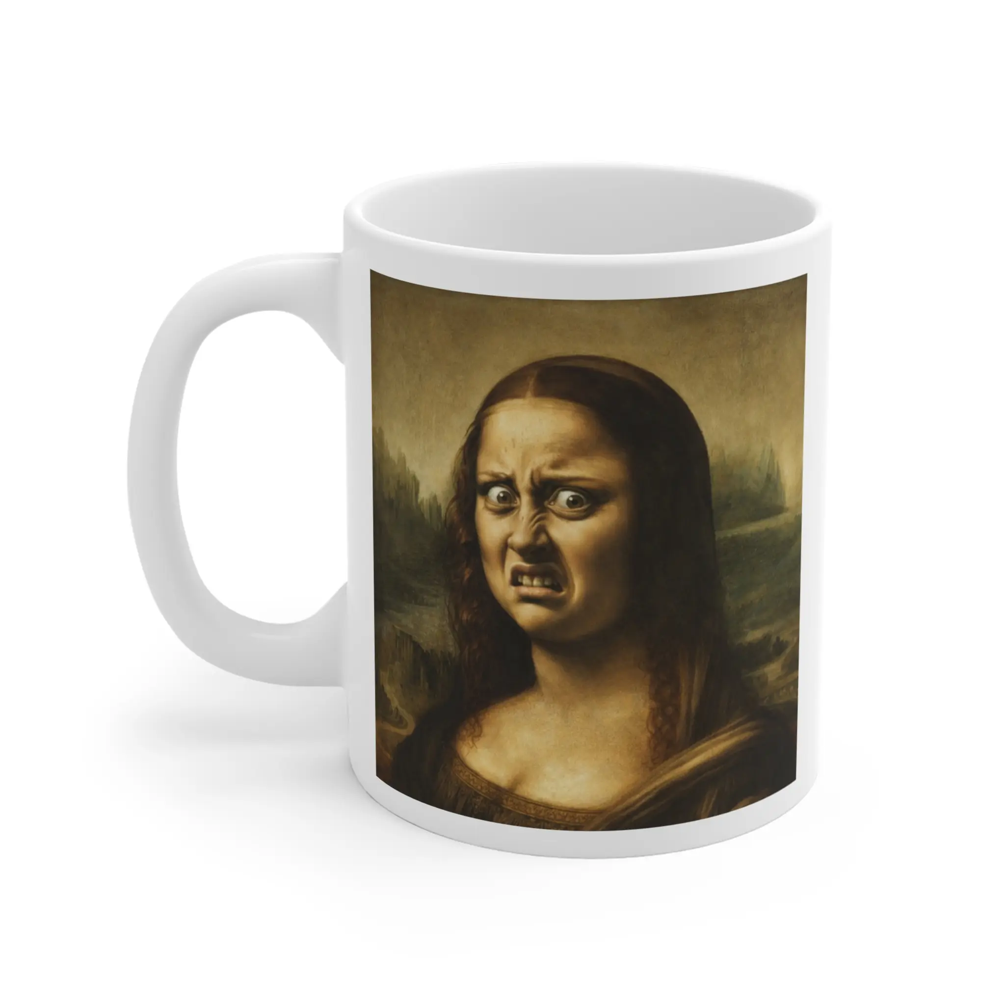 Funny Mona Lisa Grimace Mug Funny Mona Lisa Grimace Mug