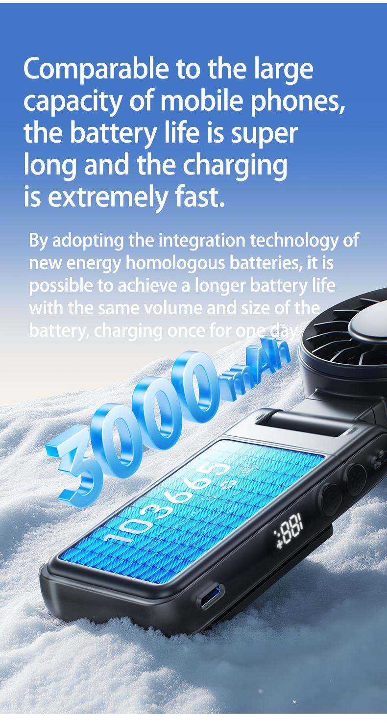 Bixora Portable Fan: Clip-on, Neck-hanging, or Waist-mounted (Semiconductor Cooling) — Rapid 10-Second Cooling, 360° Flexible Adjustment, 5-Speed Settings. Features a Multi-functional Clip; Ideal for Strollers, Beach Vacations, Office Use, and More.