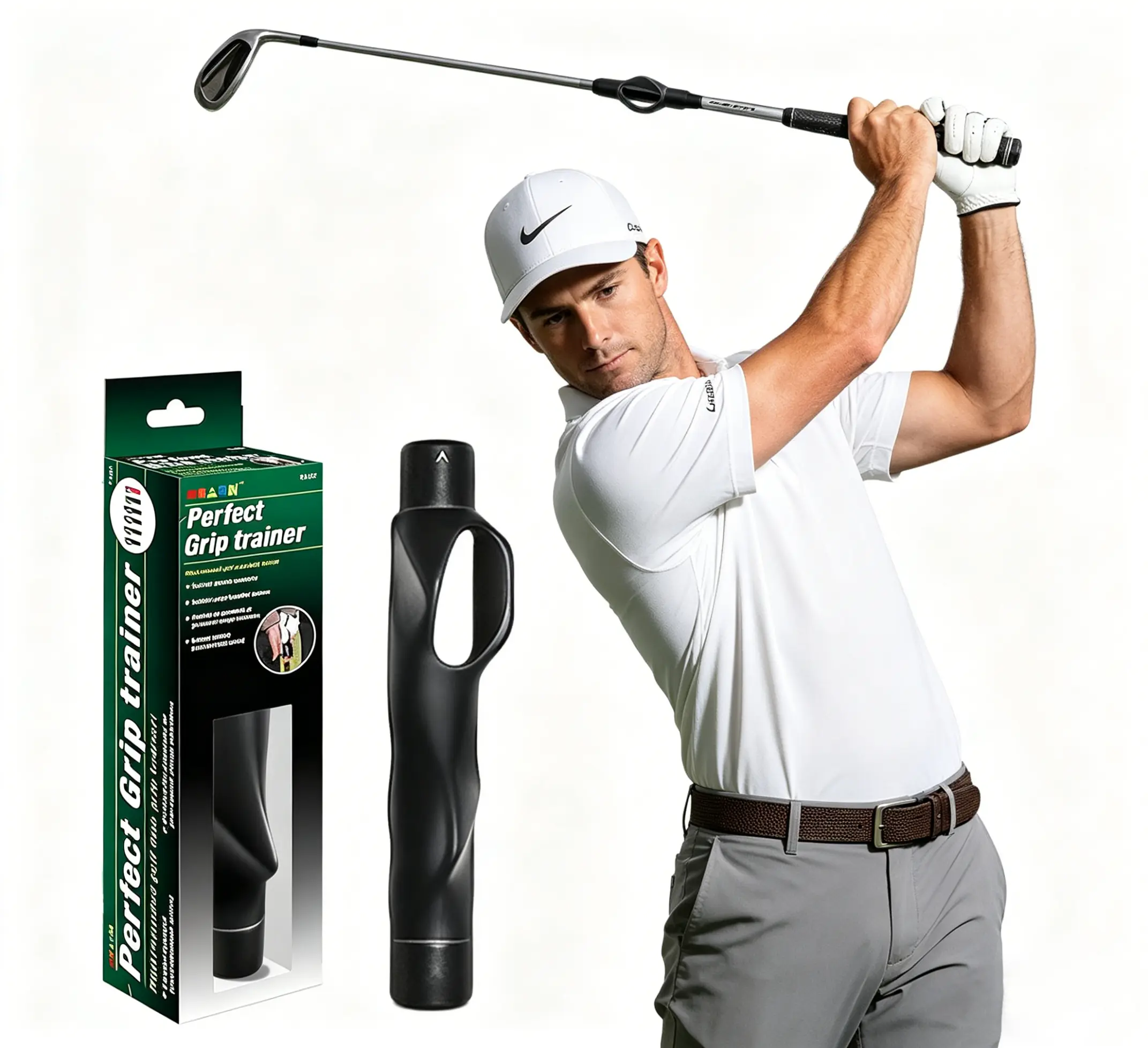 Right-Handed Golf Grip Training Aid for Beginners, Compact Attachment for Correct Hand Positioning and Muscle Memory, Fits Standard Grips from Driver to Wedge, Golf Accessories, Grip Golf Club Parts, Swing Aid Golf Club Parts sohochic