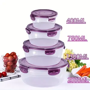 8-Piece & Transparent Durable Plastic Food Storage Containers Set, Microwave Safe Lunch Boxes for Kitchen, Camping, Picnic, School, Travel Use