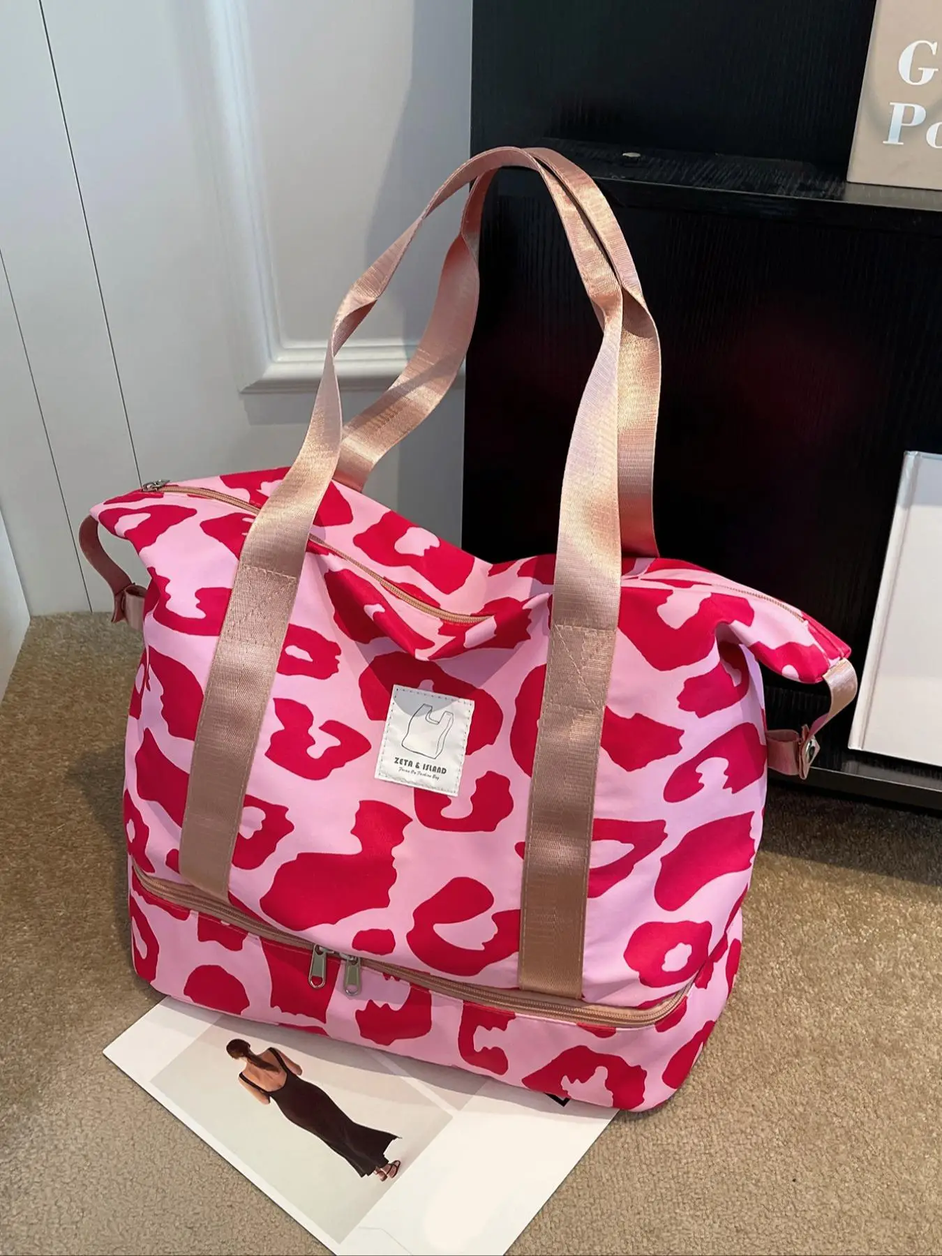 Summer Fashionable Lightweight Large Capacity Travel Bag for Women, Animal Print Zipper Shoulder Bag for Work & School, Daily Life & Work for Women &