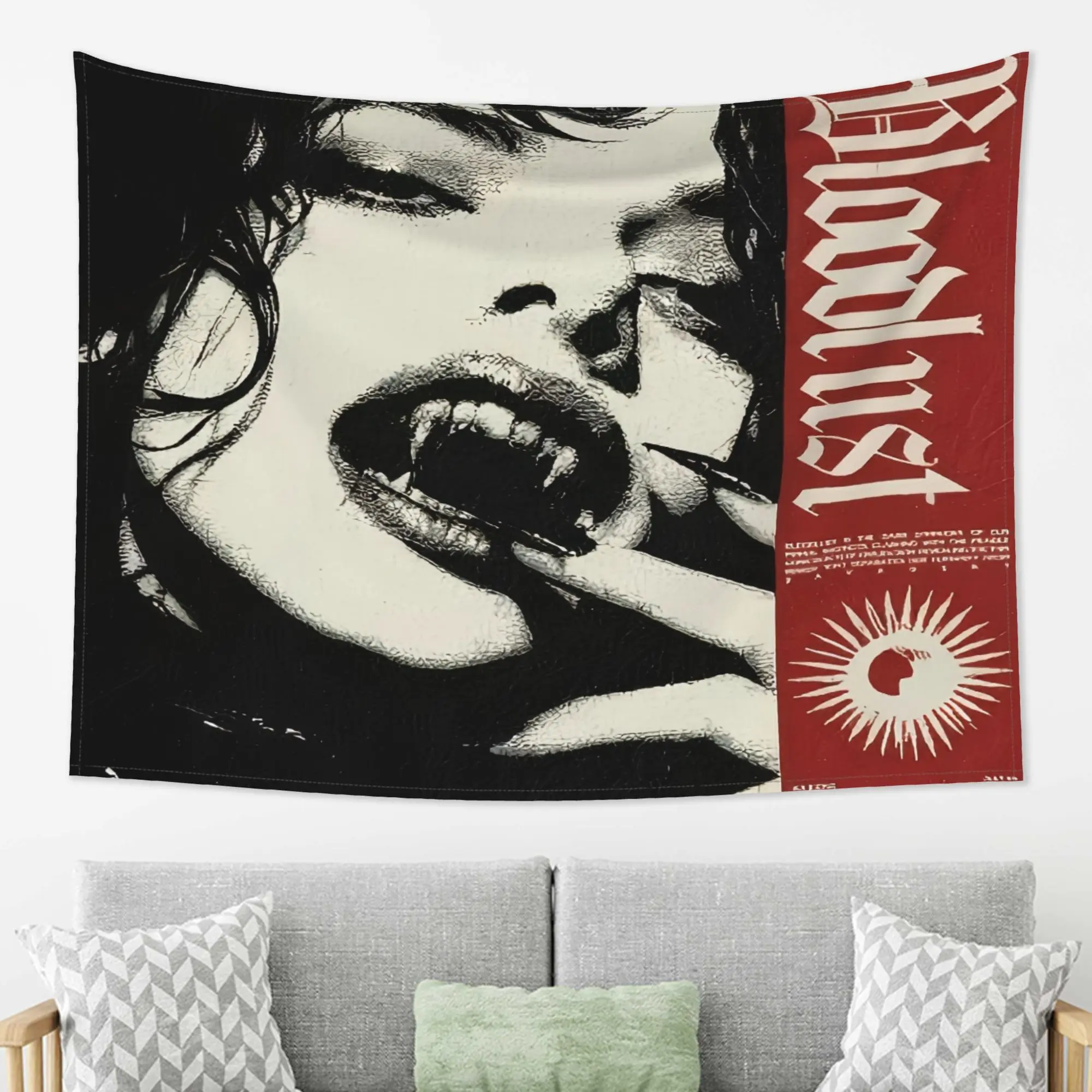 Gothic Vampire Print Wall Tapestry - Modern Design Home Decor Gift, Hanging Decor for Living Room, Bedroom, Outdoors, Vampire Aesthetic Home Supplies