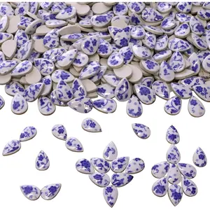Blue and White Porcelain Raindrop Shapes Mosaic Tiles for Crafts Bulk, 60 count Ceramic Mosaic Pieces Crafts Supplies for DIY Vase Mosaic Projects(18x28mm)