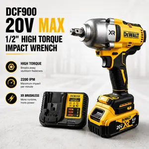 DEWALT DCF900 20V Max XR Cordless 1/2" Impact Wrench, Multi-Speed, 6.0Ah Lithium-Ion for Auto Repair & Industrial Use