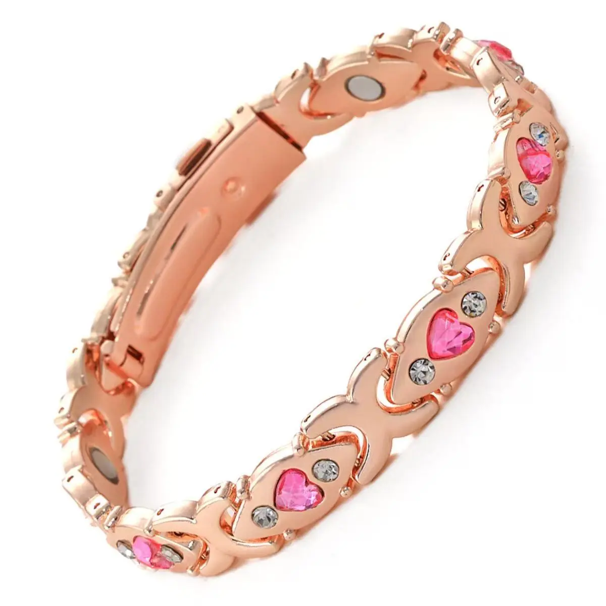 Light Luxury Ladies Antique Red Copper Magnetic Leaf Diamond Bracelet perfect family gift