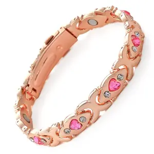 Light Luxury Ladies Antique Red Copper Magnetic Leaf Diamond Bracelet perfect family gift
