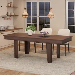 Extendable Dining Table for 6–10 People – 63" to 86.6" Farmhouse Kitchen Table with Wood Frame