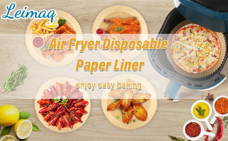 Air Fryer Paper Liners, 100Pcs Parchment Paper, Air Fryer Liners Disposable for Microwave, Non-Stick Air Fryer Liner Square Free of Bleach (6.3IN)