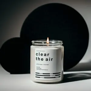 clear the air - white sage + lavender 100% soy wax candle - modern home decor - postmodernform