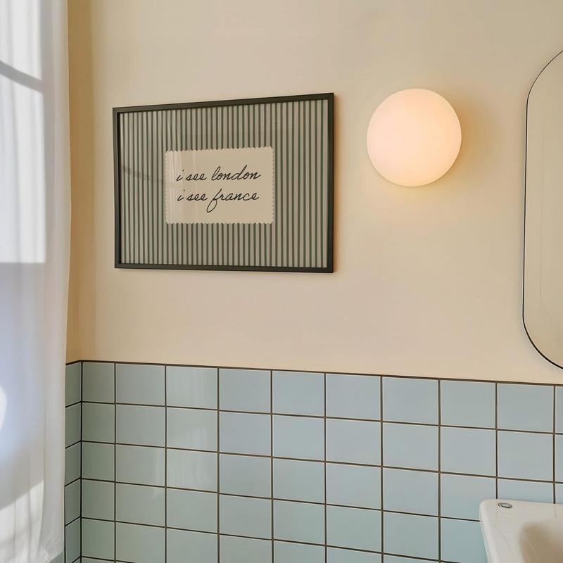 Horizontal Wall Art , Vintage "I See London I See France" Print: Green Striped Bathroom Decor| Framless Poster J