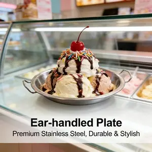 Commercial Grade Stainless Steel Stylish Serving Platter with Handles, Durable Construction Food Tray for Buffet, Restaurant, Home Kitchen & Party