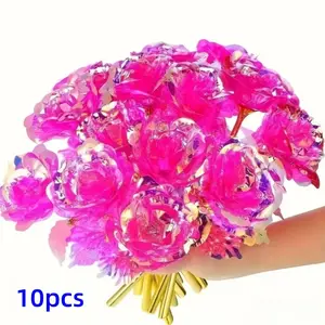 10pcs Elegant Artificial Rose Bunches, Realistic Plastic Flowers for Home Decor, Wedding Decoration, Perfect Gift for Mother's Day, Father's Day