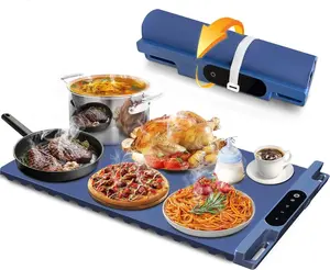 Warming Mat, Heating  Electric Warming Tray with 3 Level Temperature and 3 Level Timer, Roll Up Buffet Hot Plates Heat Pads
