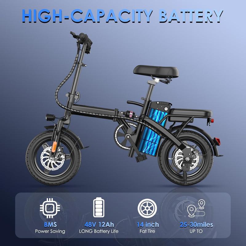 Electric Bike 750Watt Motor, 22MPH 30+ Miles PAS Range Bikes, Folding Ebike 14" Adults Electric Bicycles, 48V12 Removable Battery, Men's and Women's Adult E-bike,UL 2849 Certified Electric Bike 750Watt Motor, 22MPH 30+ Miles PAS Range Bikes, Folding Ebike 14" Adults Electric Bicycles, 48V12 Removable Battery, Men's and Women's Adult E-bike,UL 2849 Certified