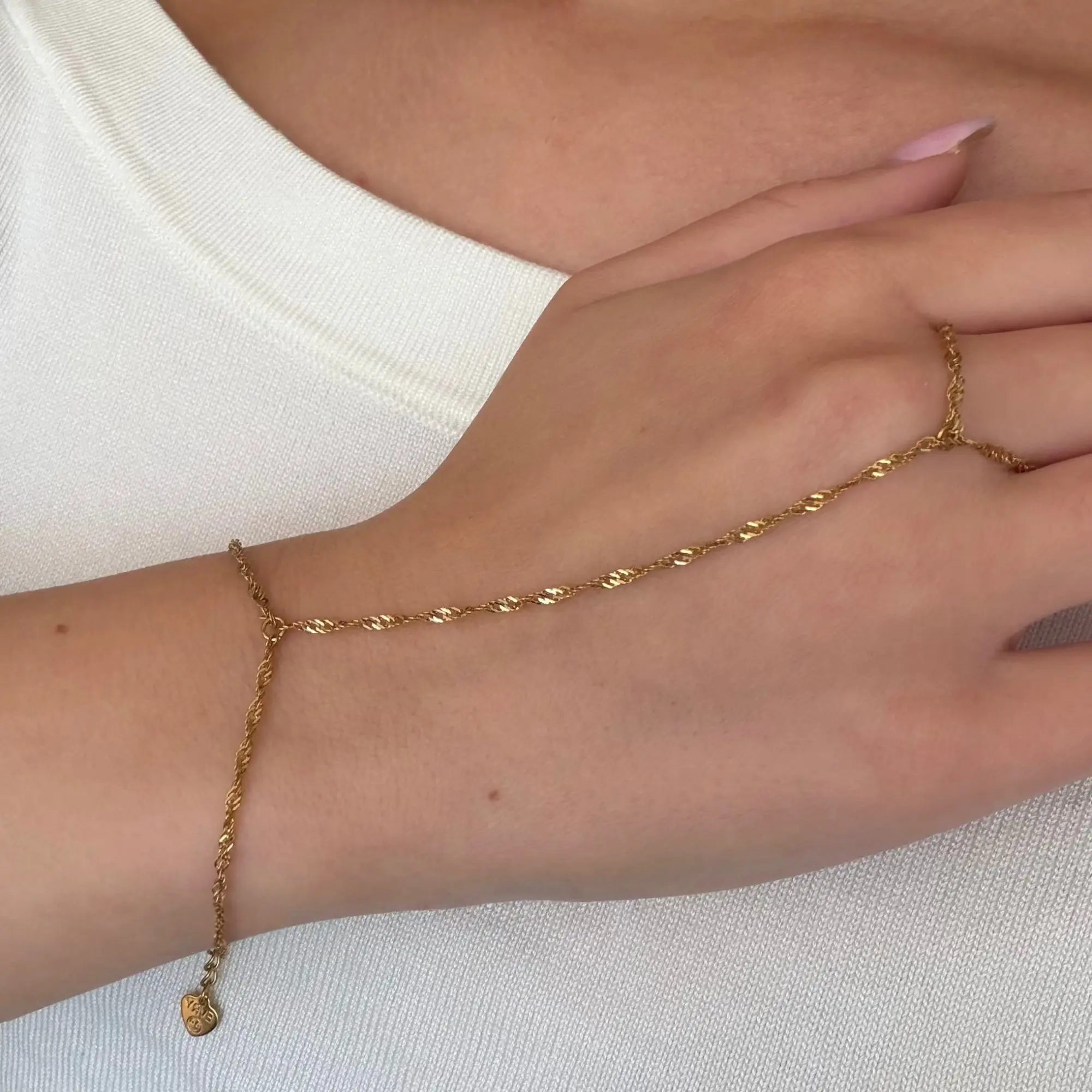 EVRY JEWELS Gold or Silver Plated Women's That Girl Hand Chain