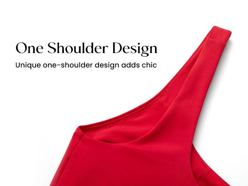 DOBREVA Women's One Piece Swimsuit One Shoulder Bathing Suit Tummy Control Modest Ruched Lined Swimwear