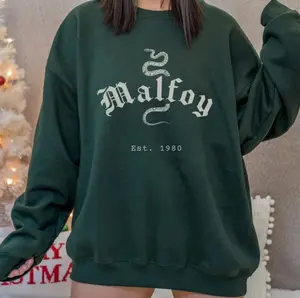 Draco Malfoy Sweatshirt, Slytherin Wizard Sweater, Potterhead Gift, Slytherin Sweater, Snake Wizard Sweatshirt