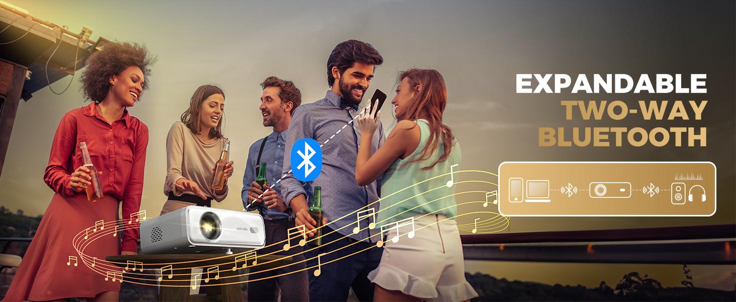 Aurzen EAZZE D1 Smart Projector - Native 1080P, 200 Lumens LCD Panel, WiFi, Bluetooth, Built-in APP, Auto Focus/Keystone, 16W Dolby Audio Speakers, HDR10, USB, Multi-Mounts, Portable Mini Home & Outdoor Movie Projector