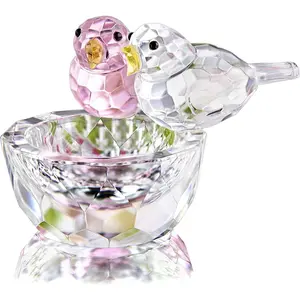 Crystal Clear Birds Figurine, Collectible Art Glass Animal Figurines, Table Home Decor, Paperweight, Valentine’s Day Gift for Women Mom