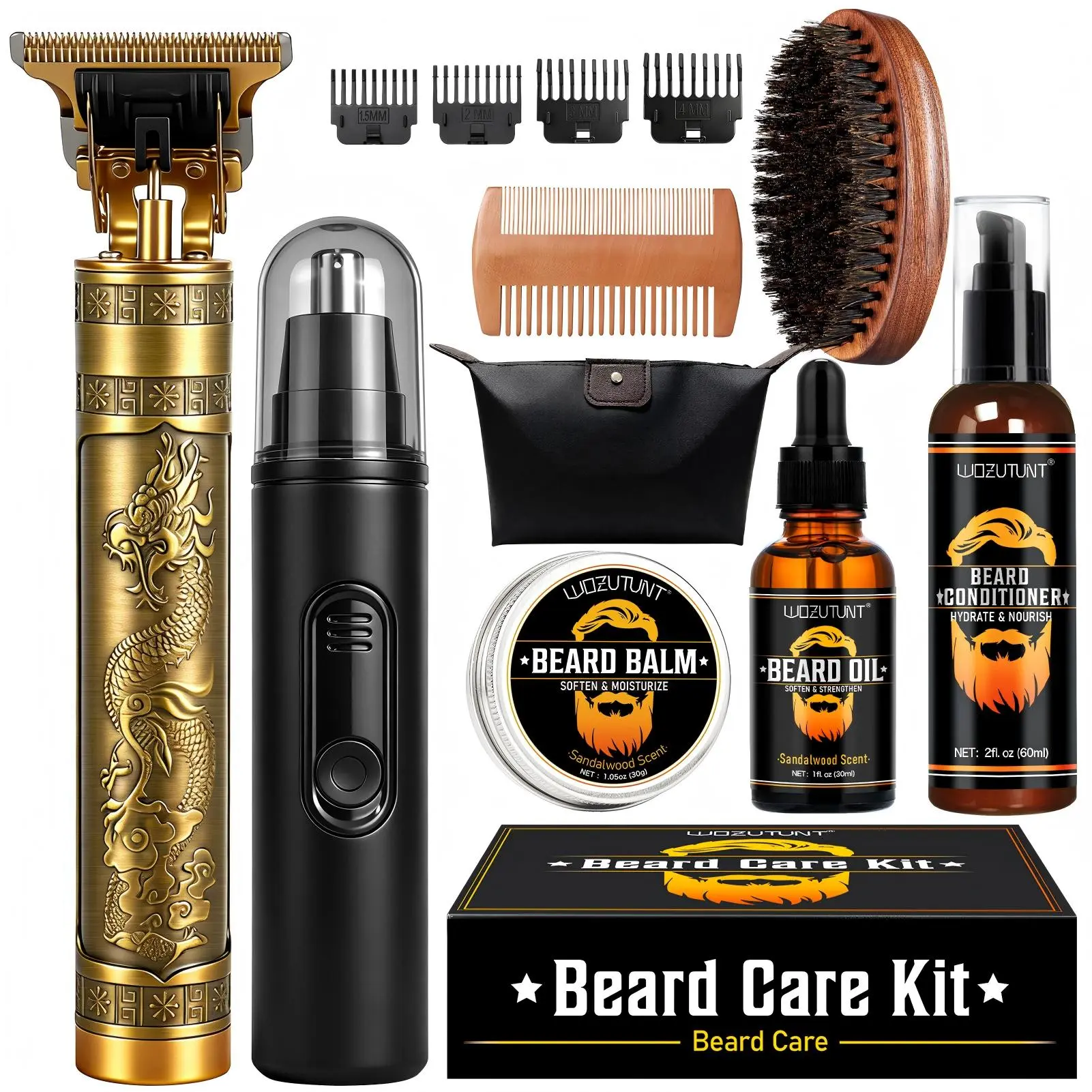 【Deals for You days】Complete Beard Grooming Kit for Men - Beard Trimmer, Nose Hair Trimmer, Beard Oil & Beard Balm Set