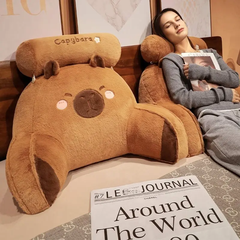 Kawaii Soft Lumbar Pillow with Washable Cover, Comfortable Bed Rest Design for Relaxing & Gaming, Ideal for Home Use