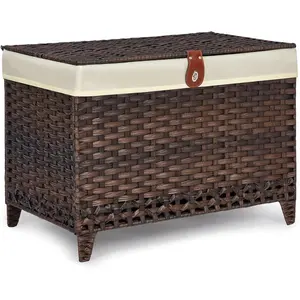 Wicker Storage Basket with Lid,Rattan Shelf Basket with Removable Liner Bag,160L Storage Bin,Storage Trunk with Heightened ,Storage Container for Wardrobe, Organizer