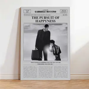 The Pursuit of Happiness Movie Poster, Vintage Newspaper Film Print, Movie Wall Art