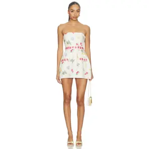 Amanda Uprichard Strapless Bethany Romper in Boardwalk Print
