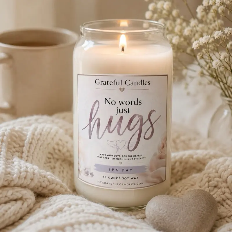 Sympathy Candle, "No Words Just Hugs" Scented Candle for Grief Support After Loss