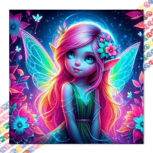 1 DIY diamond painting kit, 5D diamond art set, DIY decoration, Dreamy fairy wings diamond painting kit full round drill, mosaic, diamond art, DIY art home decoration, suitable for Christmas.