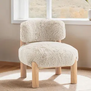 Alcoba Contemporary Fur-Like Accent Chair with Wooden Legs By Furniture of America