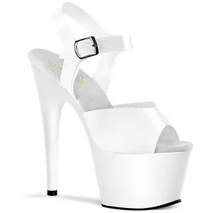 Women's Fashion Stylish White Jelly Platform High-Heeled Sandals - 7 in Heel Footwear, ADORE-708N Shoe