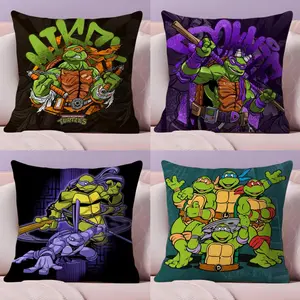 N-Ninja Movie T-Turtles Cushion Cover Soft Short Plush Fabric Double-Sided Print Organic Breathable Sofa Pillow Case, Home Machine Washable in Perfect for Home Decor Warm Winter Home Child Gift