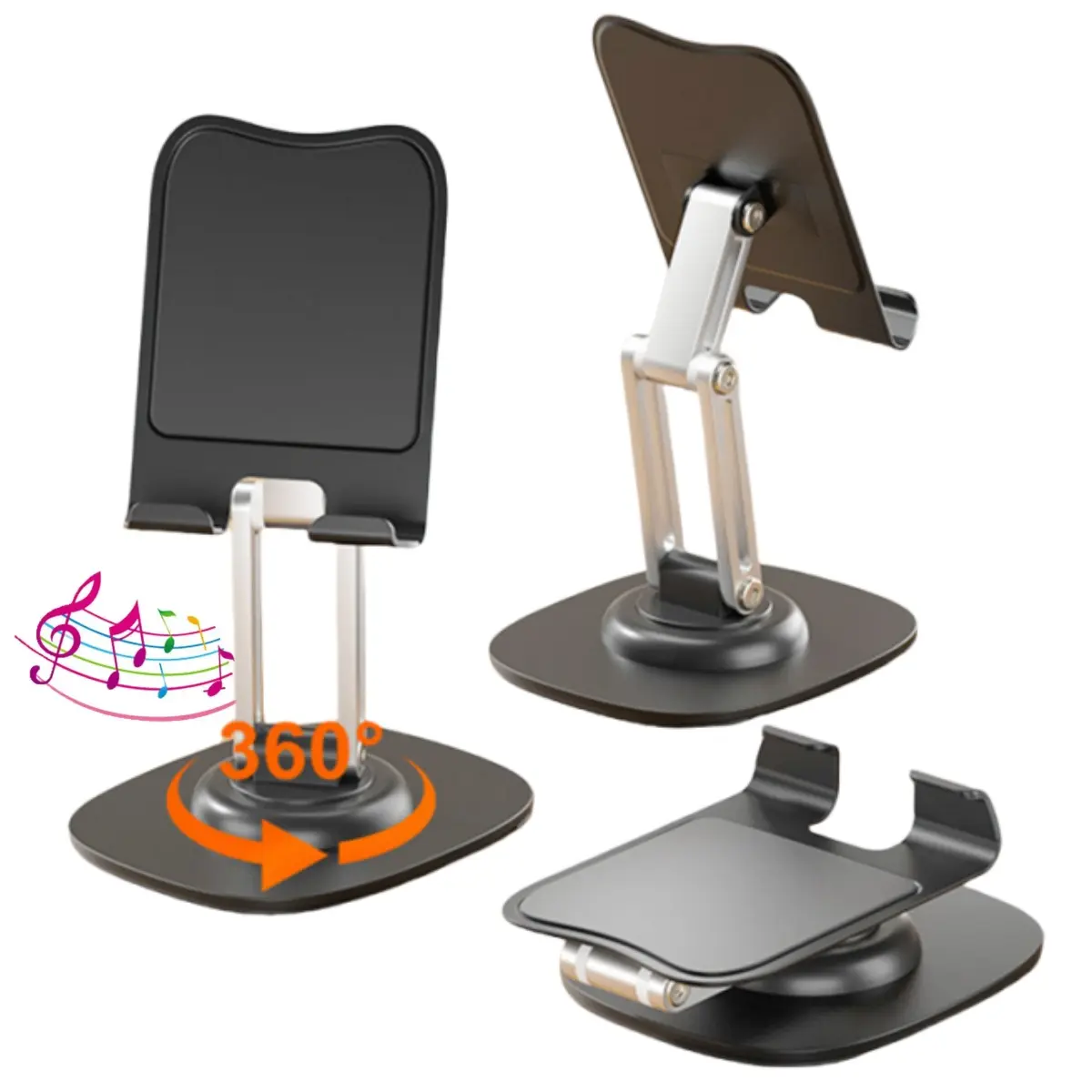 360° Rotating Metal Mobile Phone & Tablet Desk Mount Holder, Universal for iPhone, iPad, Samsung Galaxy Cellphones, Office Electronics Accessory