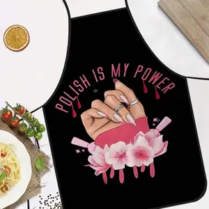 1pc Fun Nail Art Printed Apron, Durable Polyester Material for Cooking, BBQ, Gardening, Painting, Unisex Indoor & Outdoor Use