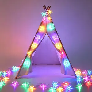 20/40 LED Colorful Starburst String Lights - Hanging Fairy Lights with Button Control, 3*AA Battery Operated (Batteries Not Included), Ideal for Christmas, Parties, Tents & Indoor Decor, Holiday & Party Lighting