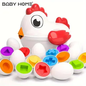 Babyhome TEMI Chicken Easter Eggs Toys - Color Matching Game Shape Sorter with 6 Toy Eggs for Kids, Fine Motor Skills Sensory Toys, Educational Toys, As Halloween, Chrismas Gift