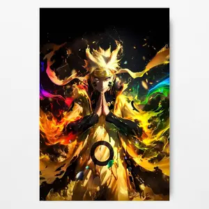 Naruto Kurama Mode Anime Poster Glossy Canvas Print Vibrant Chakra Art Unique Wall Decor for Ninja Fans