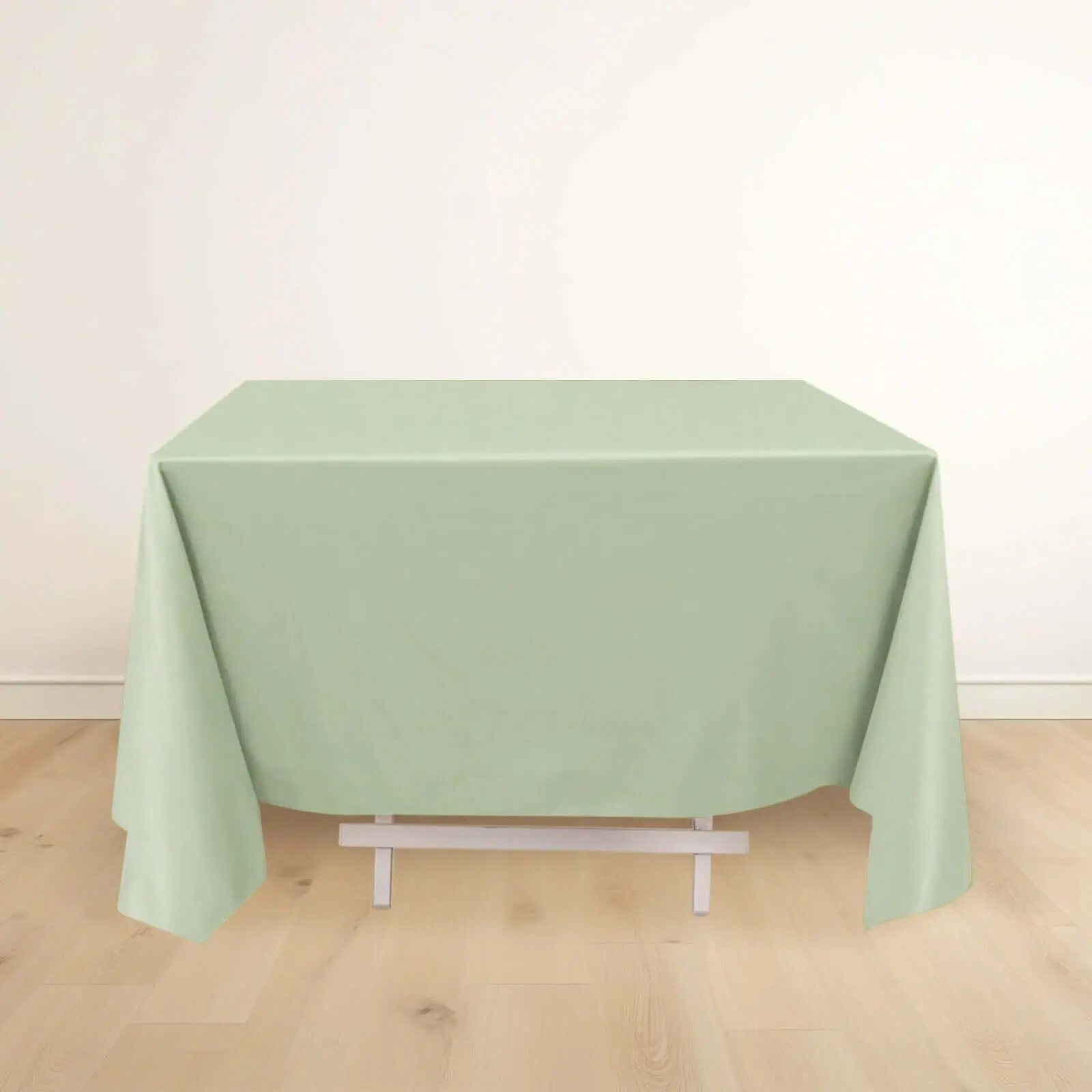 70"x70" Solid Sage Green Square Scuba Tablecloth - Wrinkle-Resistant, Machine-Washable Table Linens for Events, Hospitality Environments